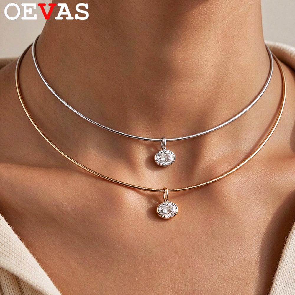 Bezels Set Pendant - OEVAS 2-4CT Naszyjnik z moissanitem w