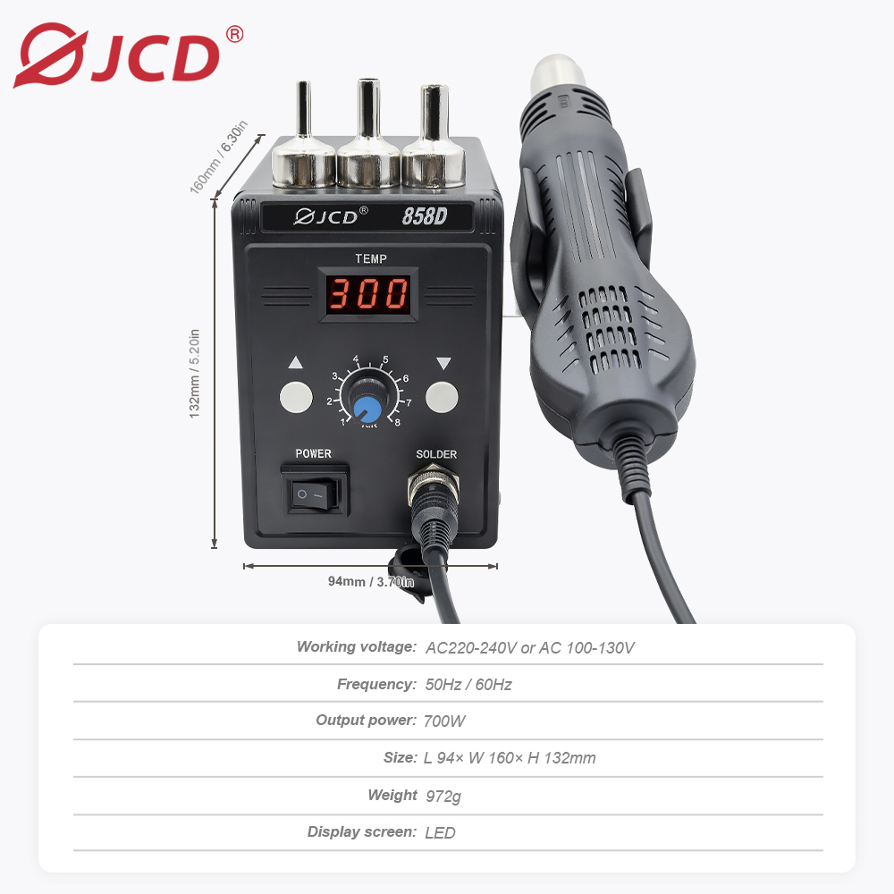 JCD Hot Air Gun 858D 700W BGA  – Heat Gun Small recenzja i cena