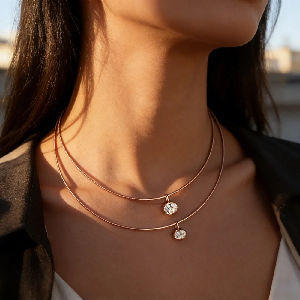 QIBAOKU Naszyjnik z zawieszką  – Bezels Set Pendant recenzja i cena